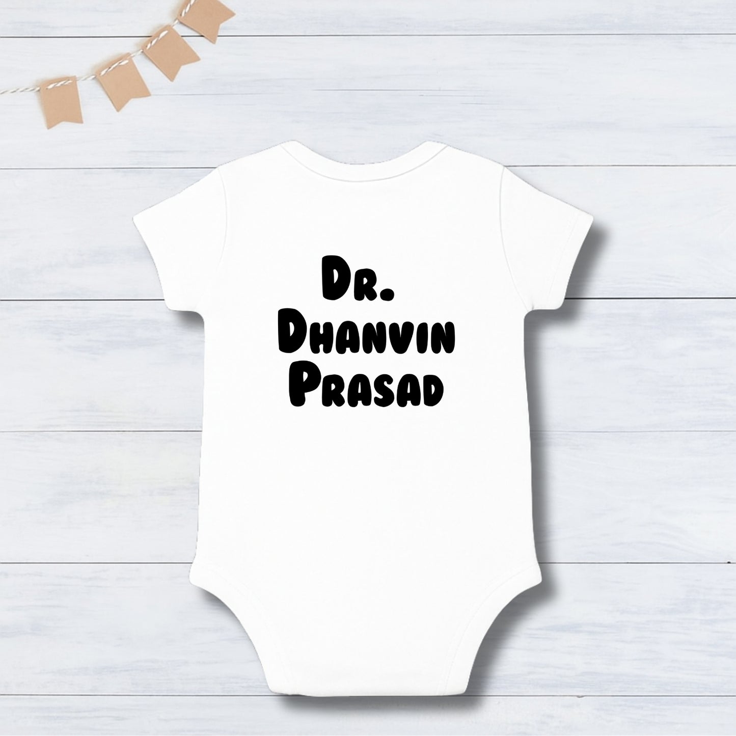Little Doctor – Future Hero Outfit with customized baby name_ White Onesie