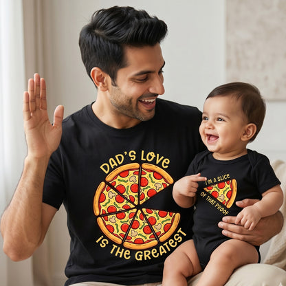 New Born & Baby Clothing | Dad's Love is the Greatest Dad & Baby Twinning Black Sets | Soft T-shirt