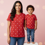 New Born & Baby Clothing | Baby’s First Valentine Outfit – Mom & Kid Red T-shirt  Duo | Soft Cotton
