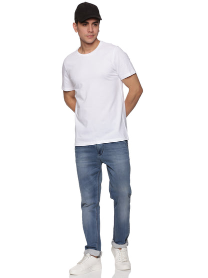 Men Round Neck Basic Organic Cotton T-Shirt White