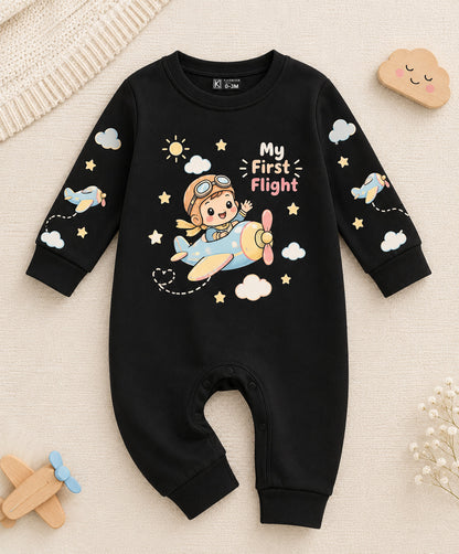 Karmikh Little Aviator Baby Romper | My First Flight Airplane Cute Pilot-Themed Cotton Baby Outfit | Sizes 0–3M to 9–12M