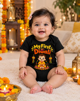 New Born | My First Diwali | Pure Cotton Black Onesie