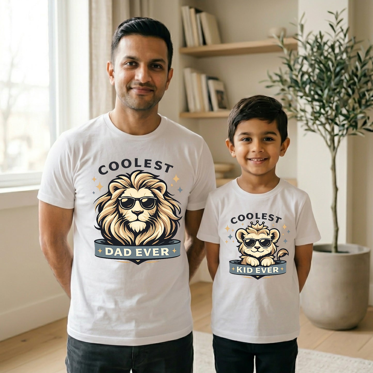 New Born & Baby Clothing | Coolest Dad & Son Twinning White Sets | Soft T-shirt