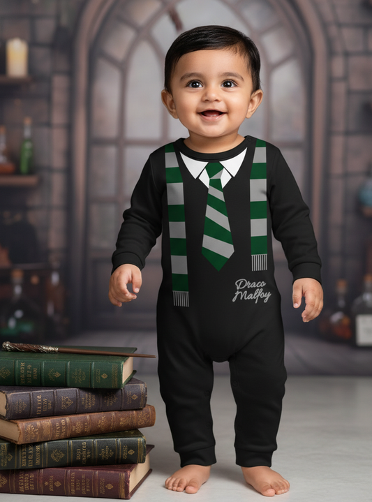 Cute Baby Little Slytherin AmbitionBaby Photoshoot Outfit With Customized Baby Name for Newborns & Infants | Soft Cotton