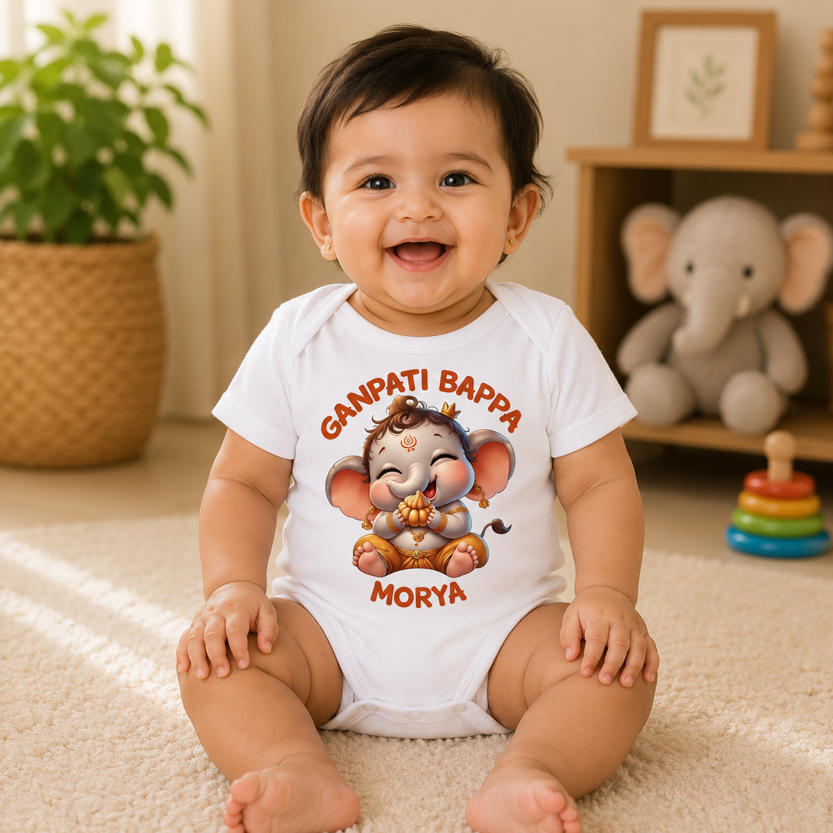 Ganpati Bappa Morya_ White onesie