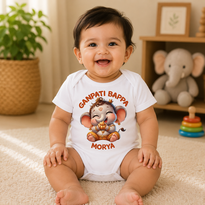 Ganpati Bappa Morya_ White onesie