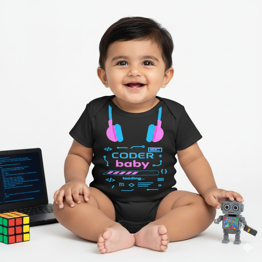 Little Coder _ Black Onesies
