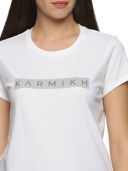 Women Round Neck Classic Karmikh Organic Cotton Tee white