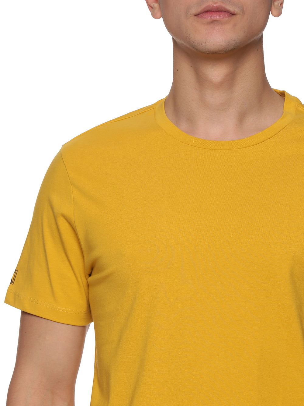 Men Round Neck Basic Organic Cotton T-Shirt - Mustard