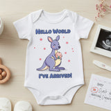 Hello World I've Arrived !! infant onesie_ White