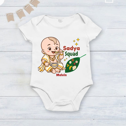 Sadya Squad with customised name _ White Romper