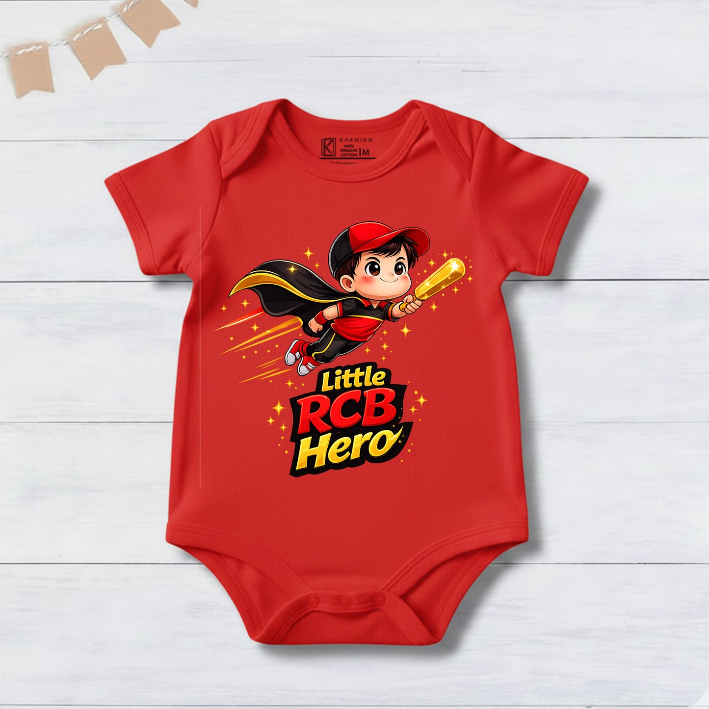 New Born & Baby Clothing | Little RCB Hero With Customized Baby Name | Soft Cotton
