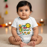 New Born & Baby Clothing | Baby’s My First Gudi Padwa White Onesies | Soft Cotton