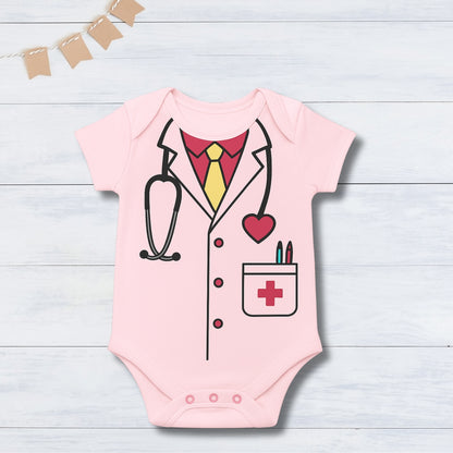 Little Doctor – Future Hero Outfit with customized baby name_ Pink Onesie