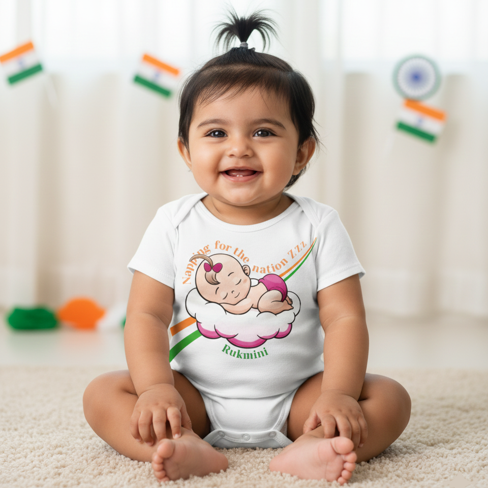 New Born & Baby Clothing | Napping For The Nation Design With Customized Baby Girl Name | Soft Cotton