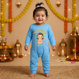 Lighting Up My First Diwali  With Customized Baby Girl Name _ Full Blue Romper