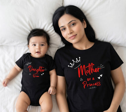 Mother of a princess, Daughter of a queen _ stylish combo black tee