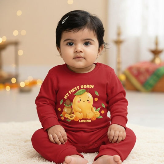 Newborn & Baby Clothing | Baby My First Ugadi Romper With Personalized Name In English | Soft Cotton