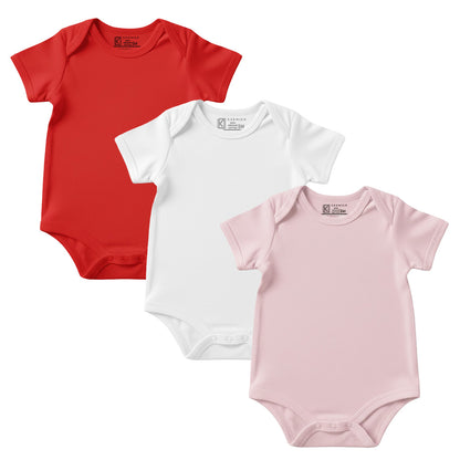 New Born & Baby Clothing | Plain 3 Colour Soft Cotton Bodysuits Combo | Soft Cotton