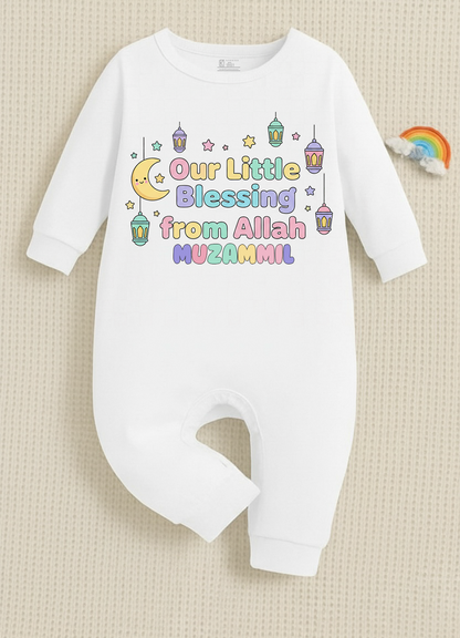 Newborn & Baby Clothing | Baby First Eid Our Little Blessing From Allah With Personalized Baby Girl Name | Soft Cotton
