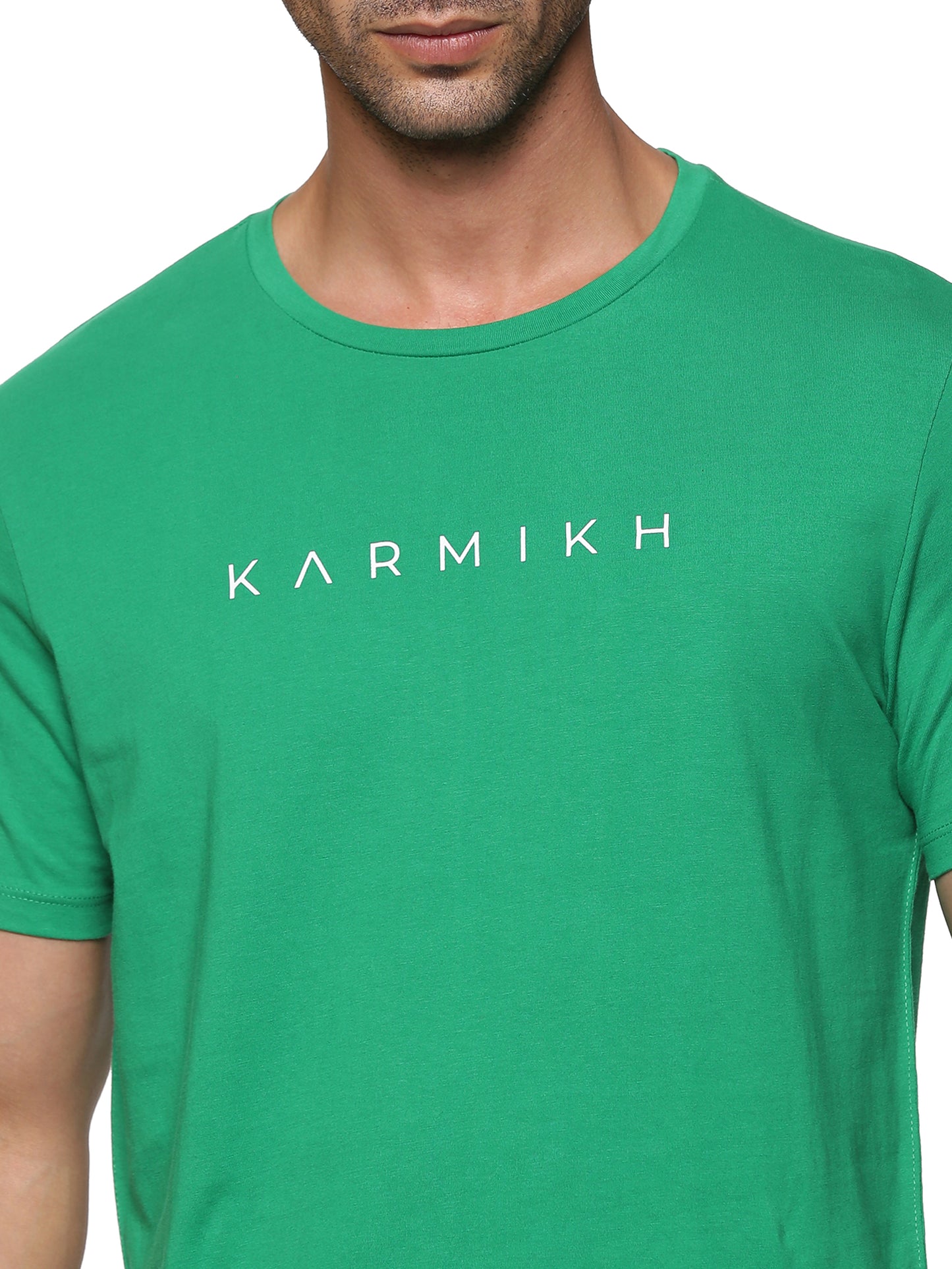 Men Round Neck Classic Karmikh Organic Cotton T-Shirt - Green