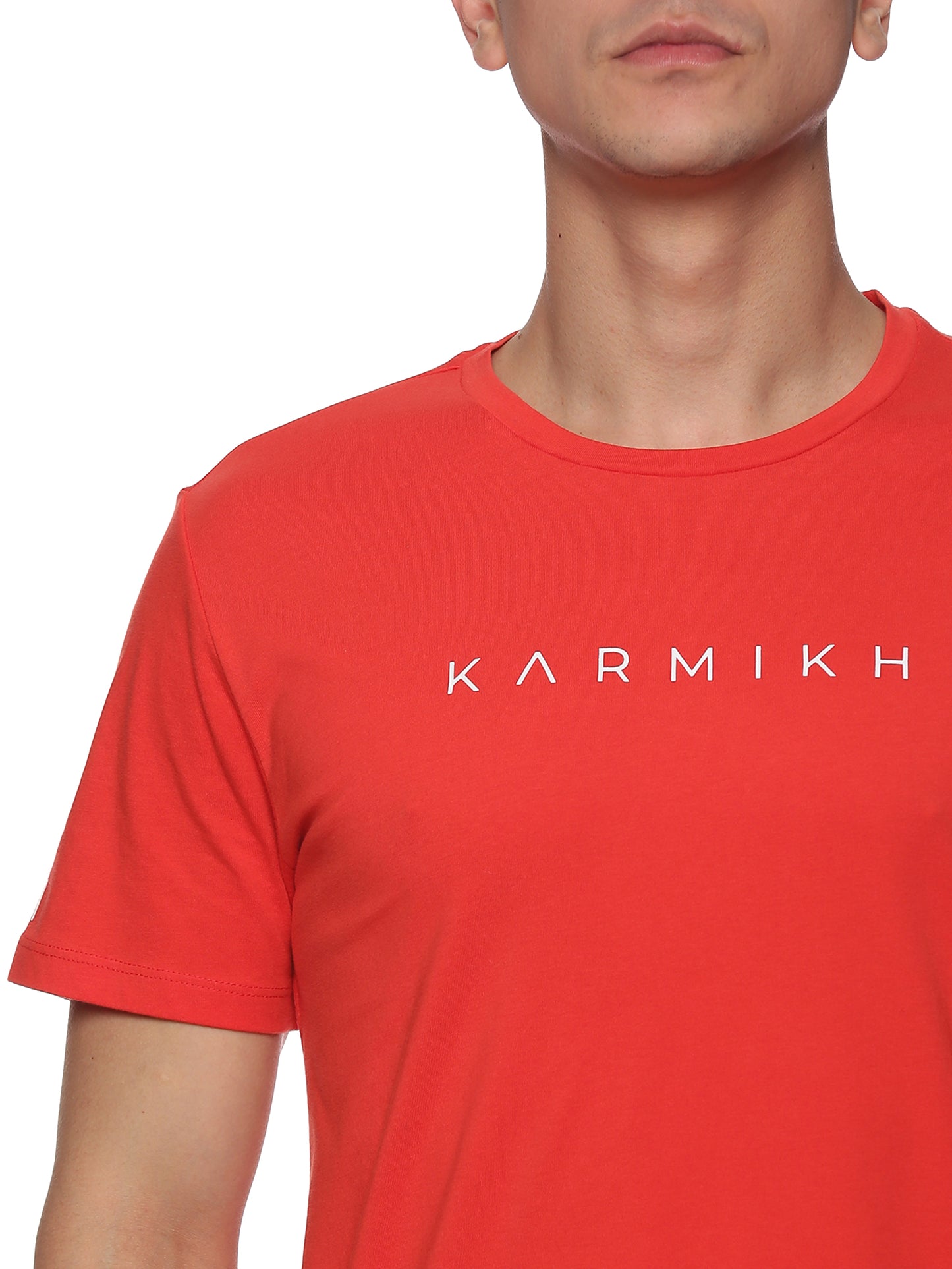 Men Round Neck Classic Karmikh Organic Cotton T-Shirt - Bright Red