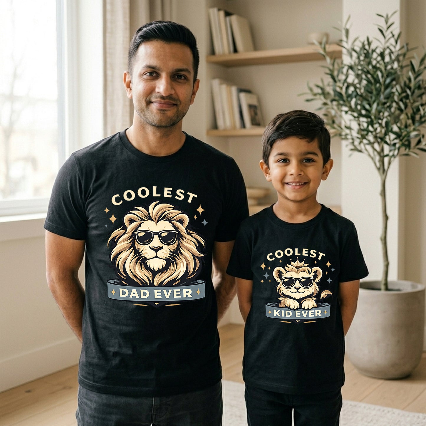 New Born & Baby Clothing | Coolest Dad & Son Twinning Black Sets | Soft T-shirt