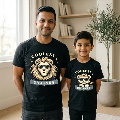 New Born & Baby Clothing | Coolest Dad & Son Twinning Black Sets | Soft T-shirt