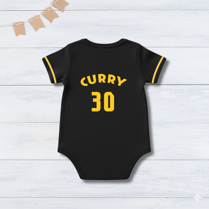 Black Basketball Jersey Inspired With Customized Baby Name Bodysuit _  Black Bodysuit