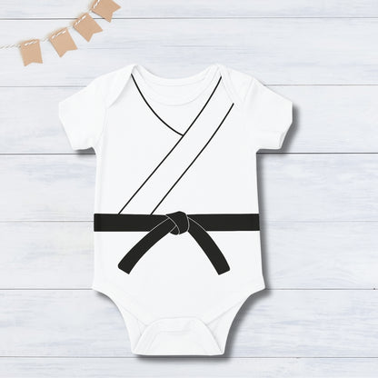 Little Black Belt – Karate Baby Onesie _ White Onesie