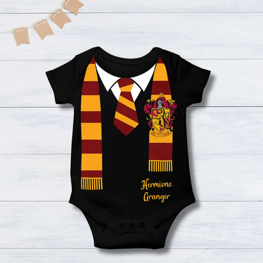 Baby Wizard – Harry Potter Gryffindor Edition With Customized Baby Name_ Black Onesie