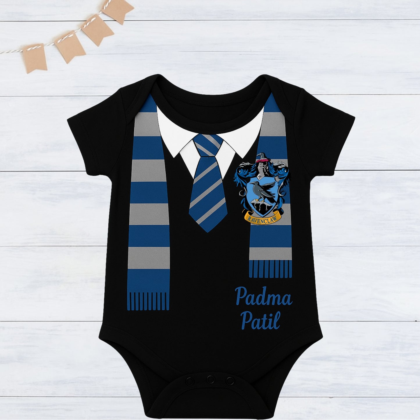 Baby Ravenclaw Wisdom – Harry Potter Gryffindor Edition With Customized Baby Name_ Black Onesie