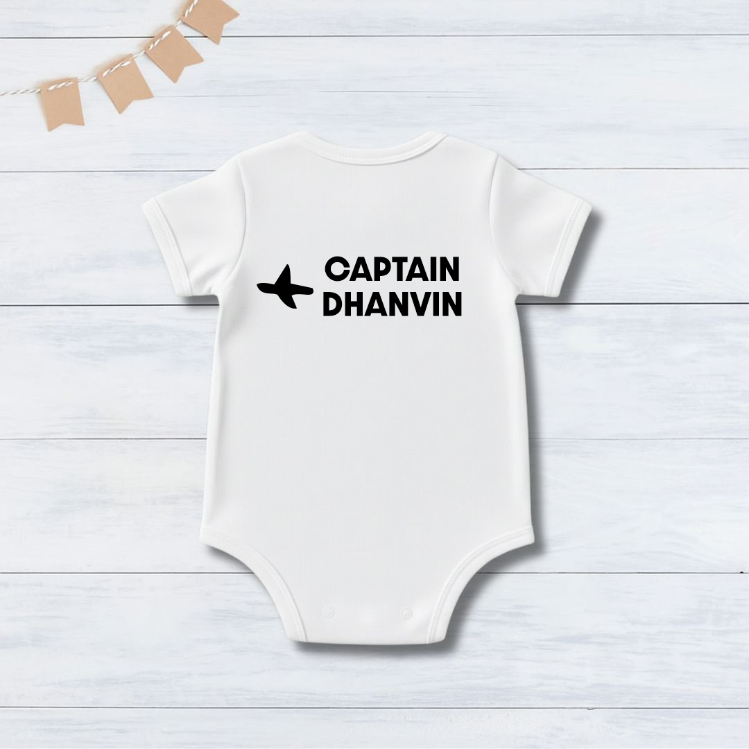 Professional Future Captain Pilot Romper with customized baby name_ White Romper