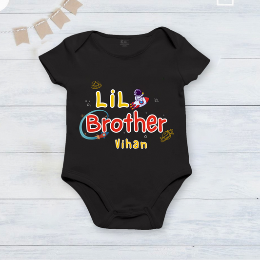 Rakhsha Bandhan as Little Brother with customised name _ Black Onesie