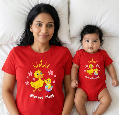 Blessed Mom with her little blessing_ cute duckling tee