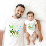 New Born & Baby Clothing | Our First Father's Day Together With Customized Baby Name Twinning | Soft White T-shirt