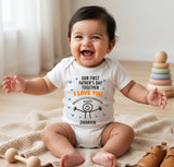 New Born & Baby Clothing | Our First Father's Day Together With Customized Baby Name White Bodysuit | Soft T-shirt