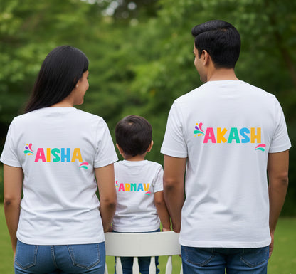 Matching Let's Play Holi Family T-Shirts | Cotton Set