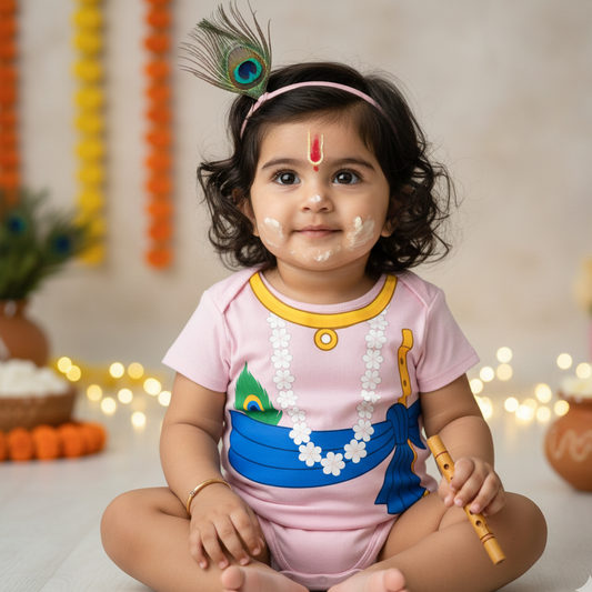 Little Krishna Of The Home _ Pink Onesies