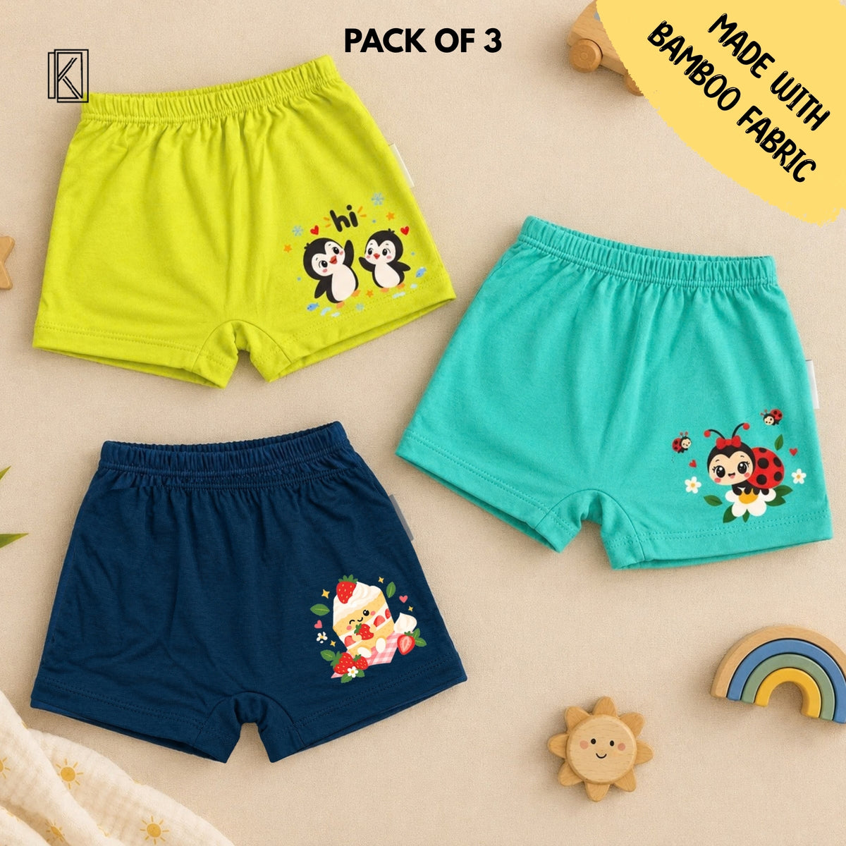 New Born & Baby Clothing | Pack of 3 Baby Shorts – Cute & Comfortable Second Pack | Soft Cotton