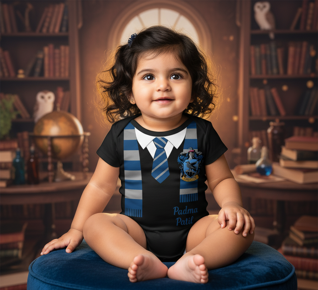 Baby Ravenclaw Wisdom – Harry Potter Gryffindor Edition With Customized Baby Name_ Black Onesie