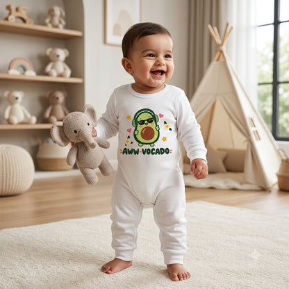 Karmikh Baby Romper | Karmikh Aww-vocado Baby Romper 🥑 | White Full Romper