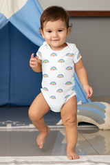 Ultra soft organic cotton new born rainbow dress_white