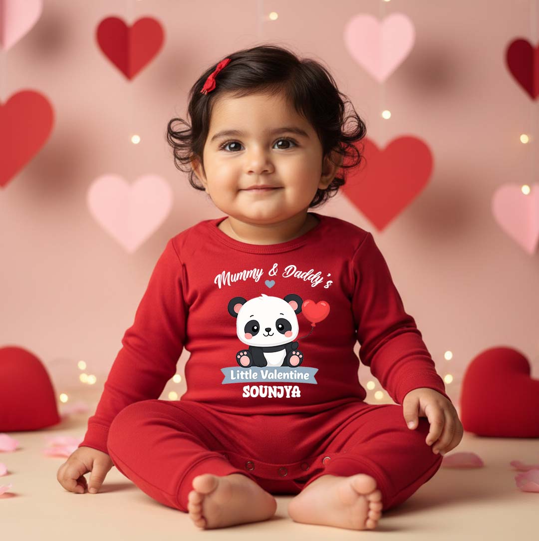 New Born & Baby Clothing | Baby’s First Valentine Outfit –Mommy & Daddy 's Little Valentine With Baby Name  | Soft Cotton