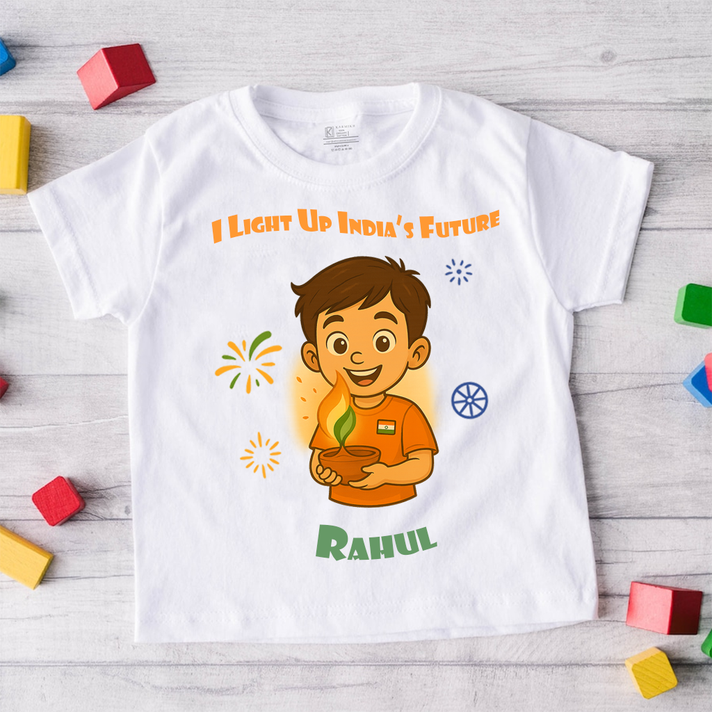 I Light Up India's Future customised baby name _White Tee