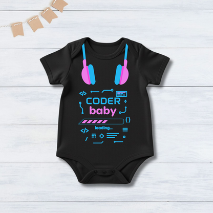 Little Coder _ Black Onesies