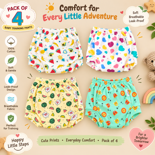 New Born & Baby Clothing | Pack of 4 Baby Training Pants – Cute & Comfortable | Soft Cotton