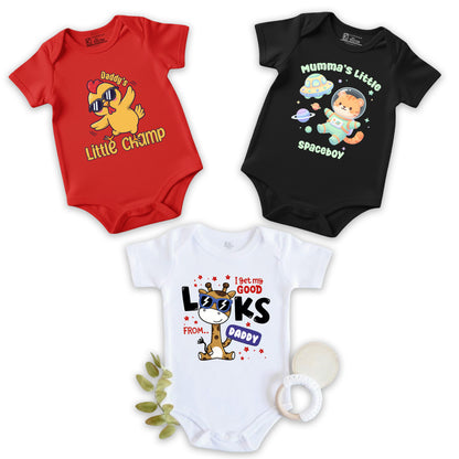 New Born & Baby Clothing | Soft Cotton 3 Pack Bodysuits Graphic Printed | Soft Cotton