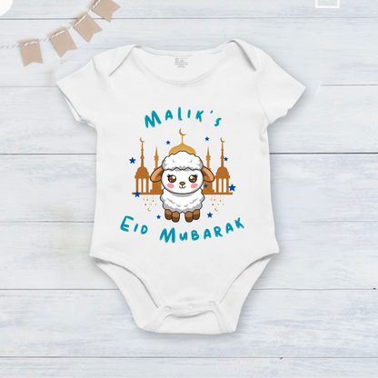 Newborn & Baby Clothing | Baby Eid Mubarak Dress With Personalized Name | Soft Cotton