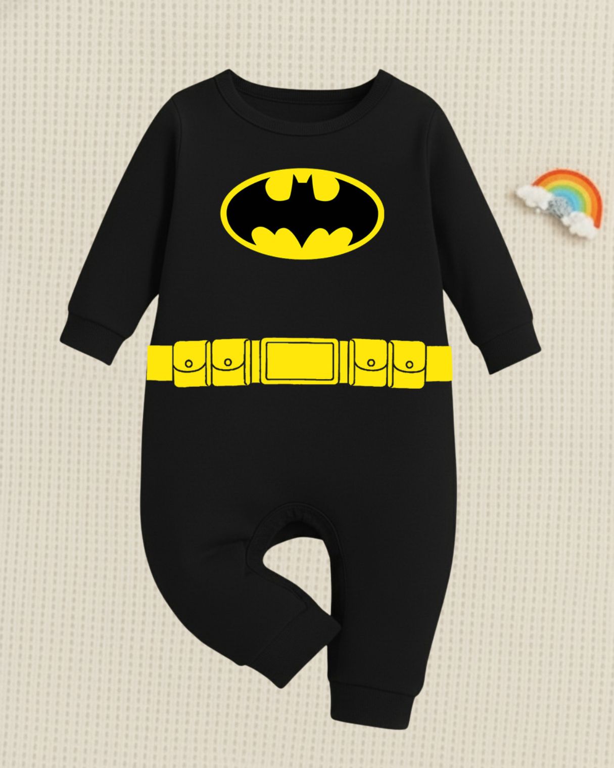 Little Bat Baby Hero Style Costume Outfit  Cartoon With Customized Baby Name _ Black Full Romper